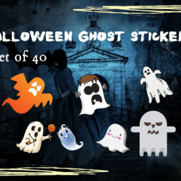 Halloween Ghost Sticker Bundle 1 - Pack of 40 : Digital