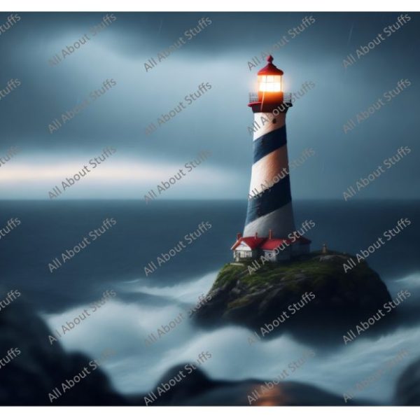 Guardian of the Sea: Stormy Lighthouse Artwork - 1